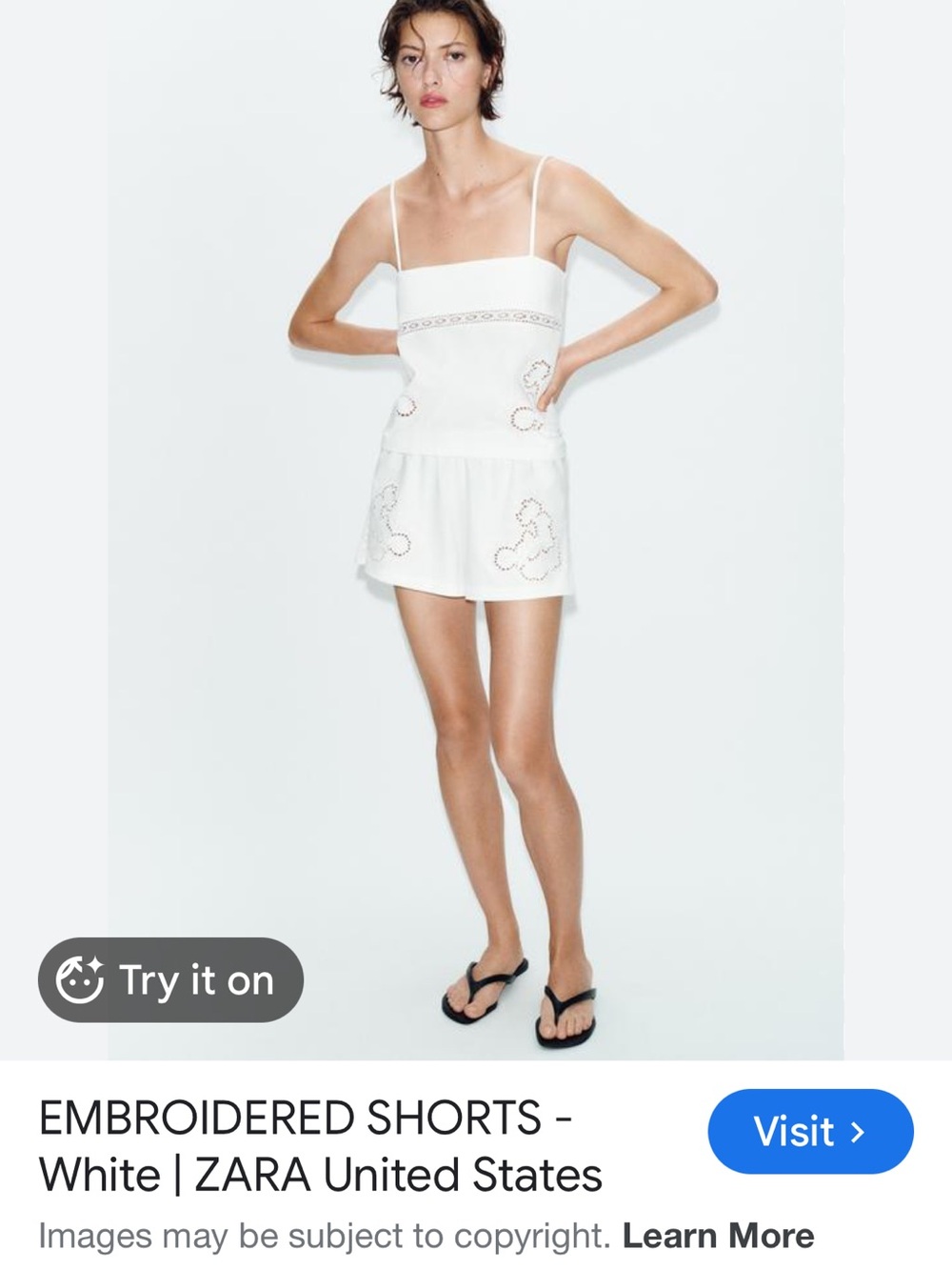 *ISOO*** DO NOT BUY Zara White Embroidered Spaghetti-Strap SET ISO